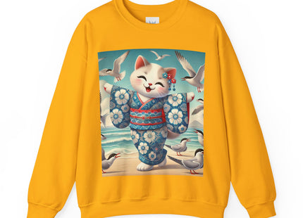 Geisha Kitten by the Seaside Heavy Blend™ Crewneck Sweatshirt
