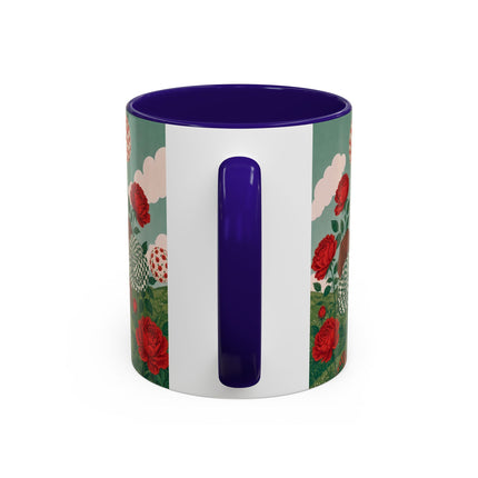🌹💚 The Scarlet Rose Checkerboard Garden Colorful Mug – Art Deco Floral Whimsy