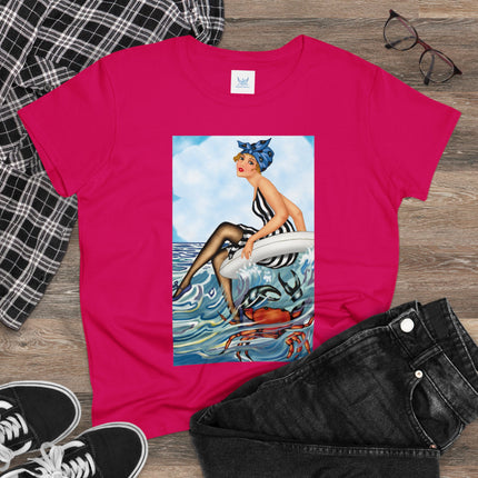 Playful Waves and Fashion Follies Women's Midweight Cotton Tee
