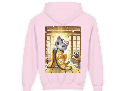 Playful Kitten in the Tea Room Youth Heavy Blend Hooded Sweatshirt