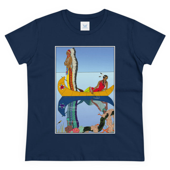 Le long du Missouri (Indian couple in a canoe on the Missouri River) by George Barbier Women's Midweight Cotton Tee