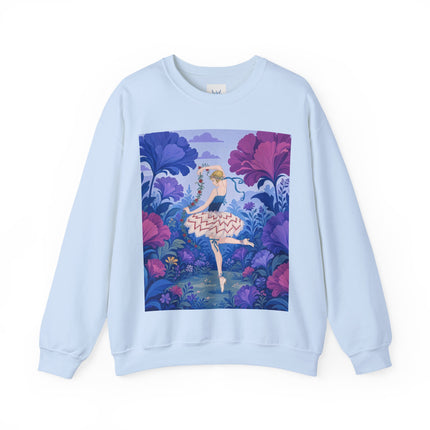 🌸🩰 The Enchanted Garden Ballet Crewneck Sweatshirt – Art Deco Floral Whimsy