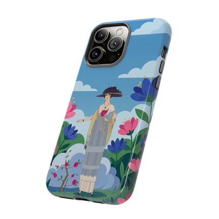 🌸🎩 The Lady Of The Grand Flower Garden Phone Case – Art Deco Fashion Illustration