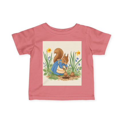 🐿️🌼 The Little Spring Garden Squirrel Infant Fine Jersey Tee – Whimsical Woodland Charm