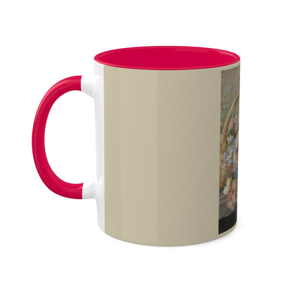 A Basket with Flowers by Herman Henstenburgh Colorful Mugs, 11oz