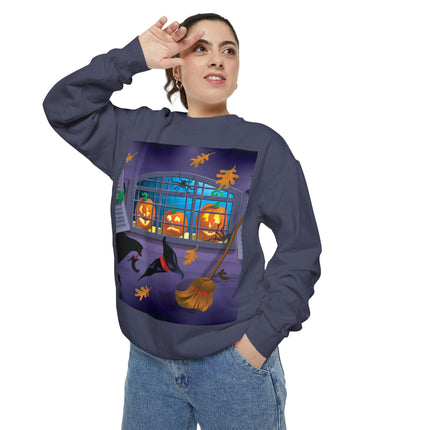 Whimsical Halloween Mischief Unisex Garment-Dyed Sweatshirt