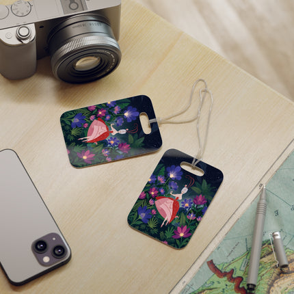 🌺✨ The Lady Of The Starlit Enchanted Garden Luggage Tag – Art Deco Floral Fantasy