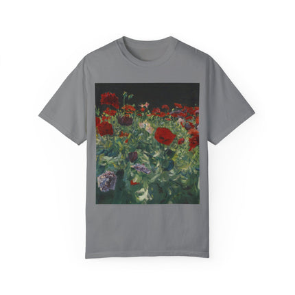 Poppies (A Study of Poppies for Carnation, Lily, Lily, Rose) by John Singer Sargent Unisex Garment-Dyed T-shirt