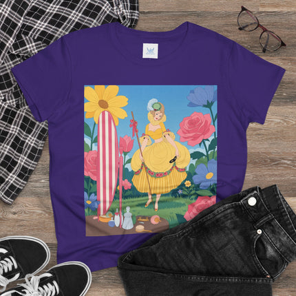 🌸🪞 The Lady Of The Flower Garden Mirror Cotton Tee – Art Deco Floral Fantasy