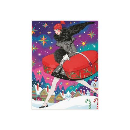 🎁✨ The Lady Of The Christmas Hatbox Ceramic Tile – Art Deco Holiday Adventure