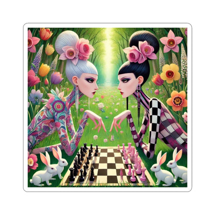 ♟️🌸 Spring Gambit: A Fairy’s Move Kiss-Cut Sticker – Whimsical Chess & Spring Magic