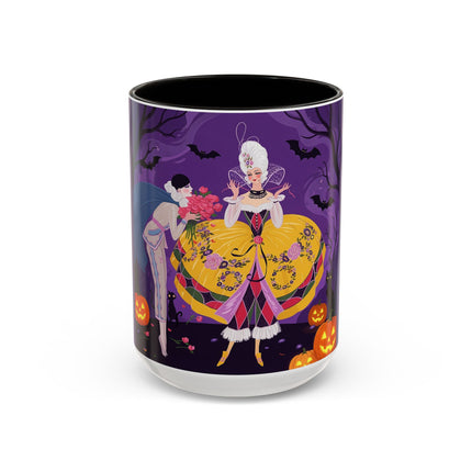 🎭🌹 The Harlequin Rose Masquerade Colorful Mug – Theatrical Halloween Romance