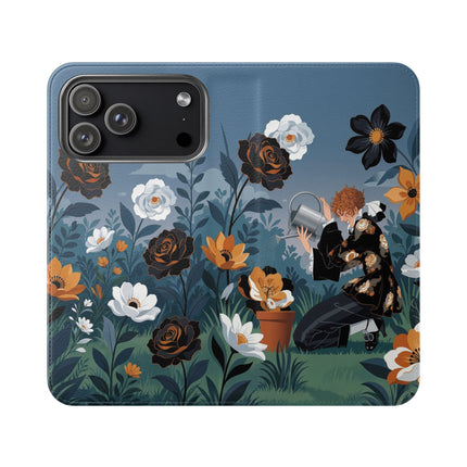 🌹💧 The Midnight Garden Keeper Flip Case – Art Deco Floral Fantasy