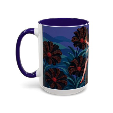 🖤🌺 The Midnight Floral Acrobat Colorful Mug – Art Deco Fashion Whimsy