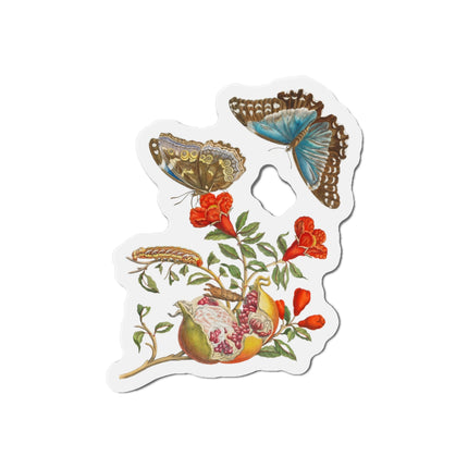 Blue Butterflies and Pomegranate by Maria Sibylla Merian Die-Cut Magnets (5 Sizes)