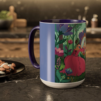 The Lady Of The Enchanted Mirror Colorful Mugs – Art Deco Botanical Elegance