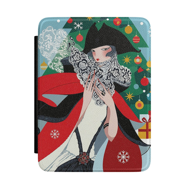 ❤️ The Lady Of The Crimson Scarf Kindle Case – Art Deco Christmas Elegance
