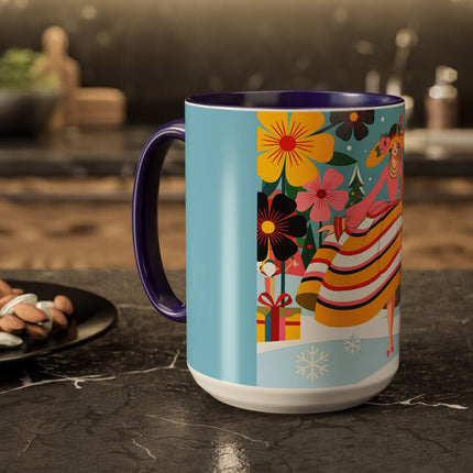 🌼🎄 The Christmas Blossom Belle Colorful Mug – Colorful Art Deco Holiday Fantasy