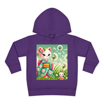 Geisha Kitten and the Dandelion Wish Toddler Pullover Fleece Hoodie