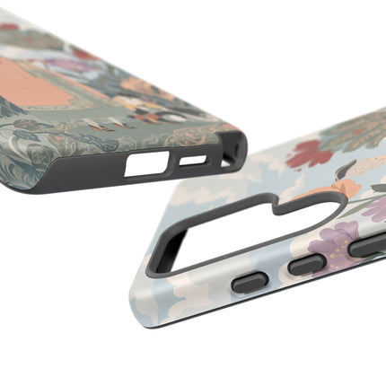 🌹🐈 The Lady And Puss In Boots Phone Case – Art Deco Floral Whimsy
