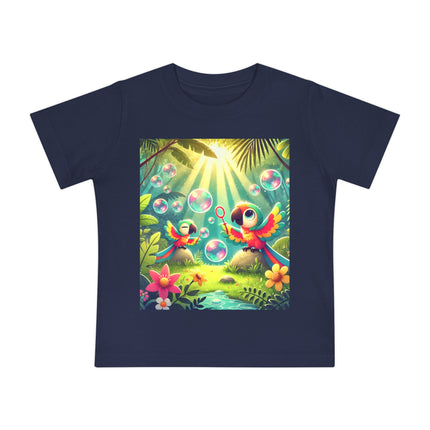 Parrots and Bubbles Baby T-Shirt – Tropical Color & Playful Joy