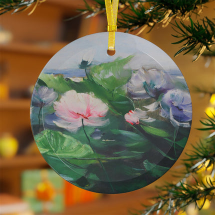 Water Lilies by Karl Hagemeister Glass Ornament