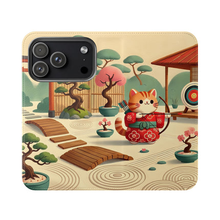 🏹🌸 Archer Kitten in the Zen Garden Flip Case – Focus, Whimsy & Zen Balance