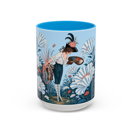 🎨💙 The Enchanted Garden Artist Colorful Mug – Art Deco Floral Whimsy