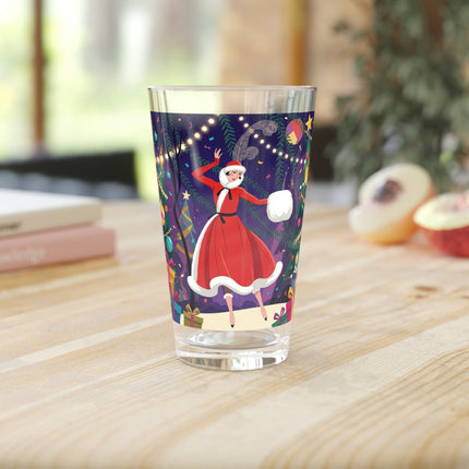 🎄❄️ The Christmas Snowball Dance Pint Glass – Whimsical Holiday Fashion Fantasy
