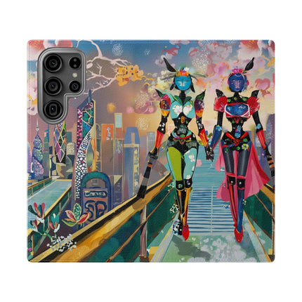 🤖🌆 Cyber Punk Robot Models Flip Case – Futuristic Fashion & Neon Elegance