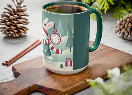 Candy Cane Timekeeper Bunny Colorful Mugs (11oz, 15oz)