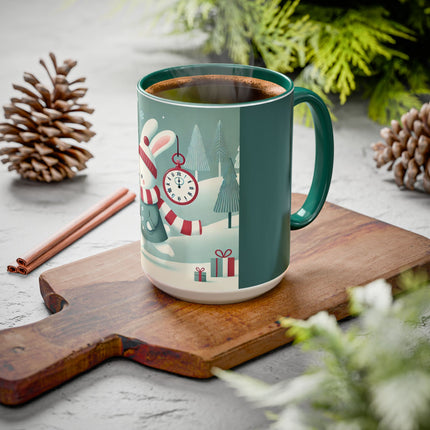 Candy Cane Timekeeper Bunny Colorful Mugs (11oz, 15oz)