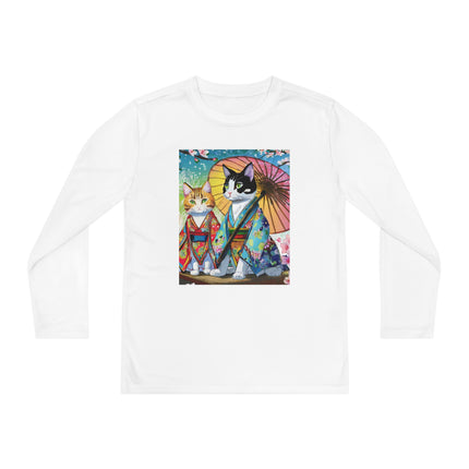 Kimono Kitties Youth Long Sleeve Competitor Tee – Anime Charm & Whimsical Elegance