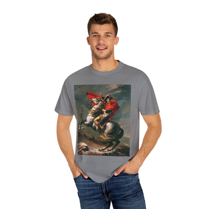 Napoleon Crossing the Alps by Jacques-Louis David Unisex Garment-Dyed T-shirt