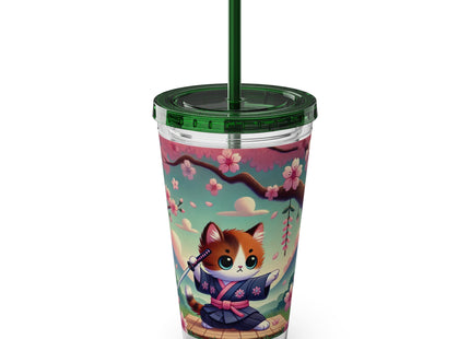 Samurai Kitten Sunsplash Tumbler with Straw, 16oz
