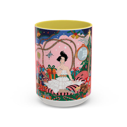 🎀🎄 Christmas Morning In The Rose Parlor Colorful Mug – Art Deco Holiday Fantasy