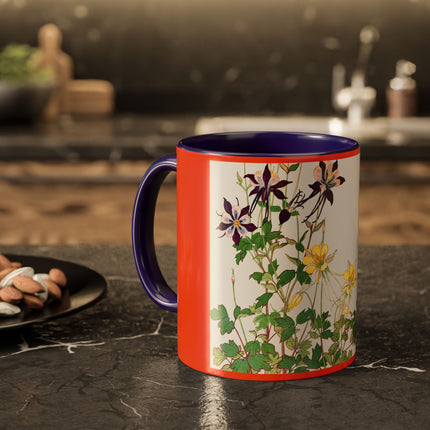 Aquilegia Flowers by Tanigami Kônan Colorful Mugs (11oz, 15oz)