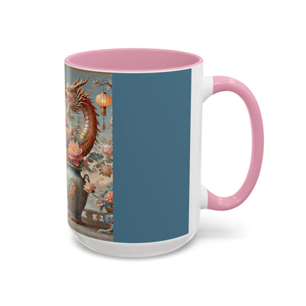 Golden Dragon & Lantern Lady Colorful Mug – Imperial Dragon & Elegant Harmony