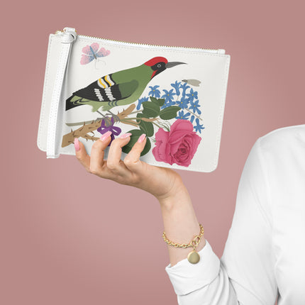 Woodpecker & Rose Clutch Bag – Charming Beauty & Refined Simplicity