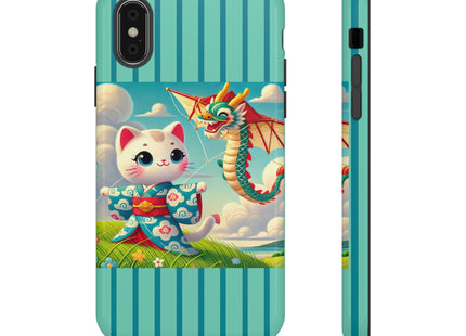 Geisha Kitten and the Dragon Kite Phone Cases