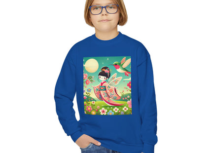 Geisha Fairy and the Hummingbird Blossom Youth Crewneck Sweatshirt