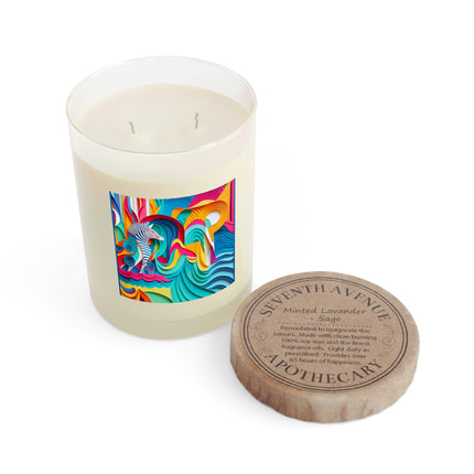 Surfing Zebra Scented Candle - Full Glass, 11oz - The White Tea & Fig, The Lavender & Sage, and The Ocean Mist & Moss