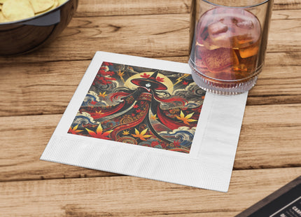 Kabuki Witch White Coined Napkins