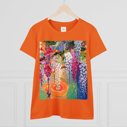 Women's Golden Wisteria Print Midweight Cotton Tee