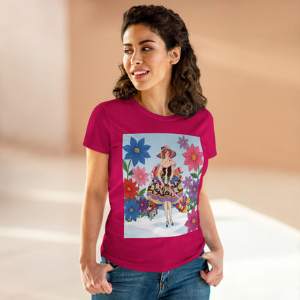 🌸❄️ The Winter Blossom Belle Cotton Tee – Art Deco Floral Fantasy