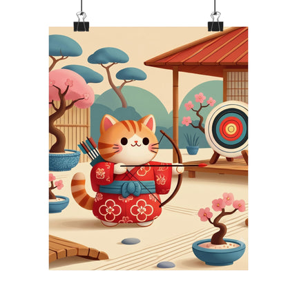 🏹🐱 Archer Kitten in the Zen Garden Matte Vertical Poster – Focus, Whimsy & Zen Balance