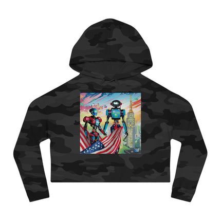High Fashion Cyberpunk CIA Robots Cropped Hooded Sweatshirt