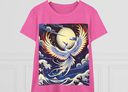 Majestic White Crane Women's Midweight Cotton Tee