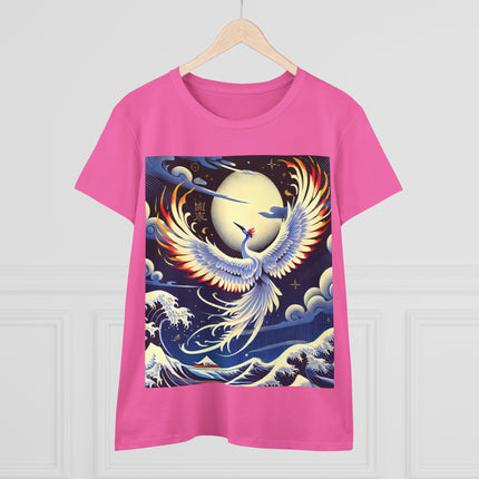 Majestic White Crane Cotton Tee