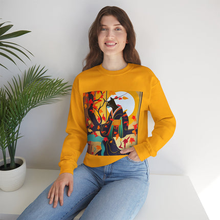 Black Cat in Kimono Unisex Heavy Blend™ Crewneck Sweatshirt